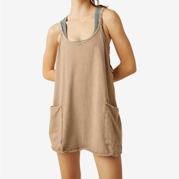 Free People Movement Hotshot Mini Dress NEW Mocha Tan Med - Picture 3 of 10